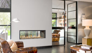 Fireplace in middle of room